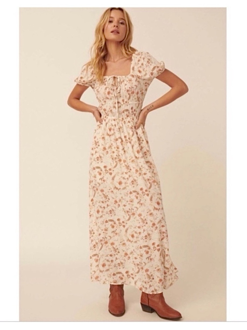 Promesa Short Sleeve Floral Maxi Dress